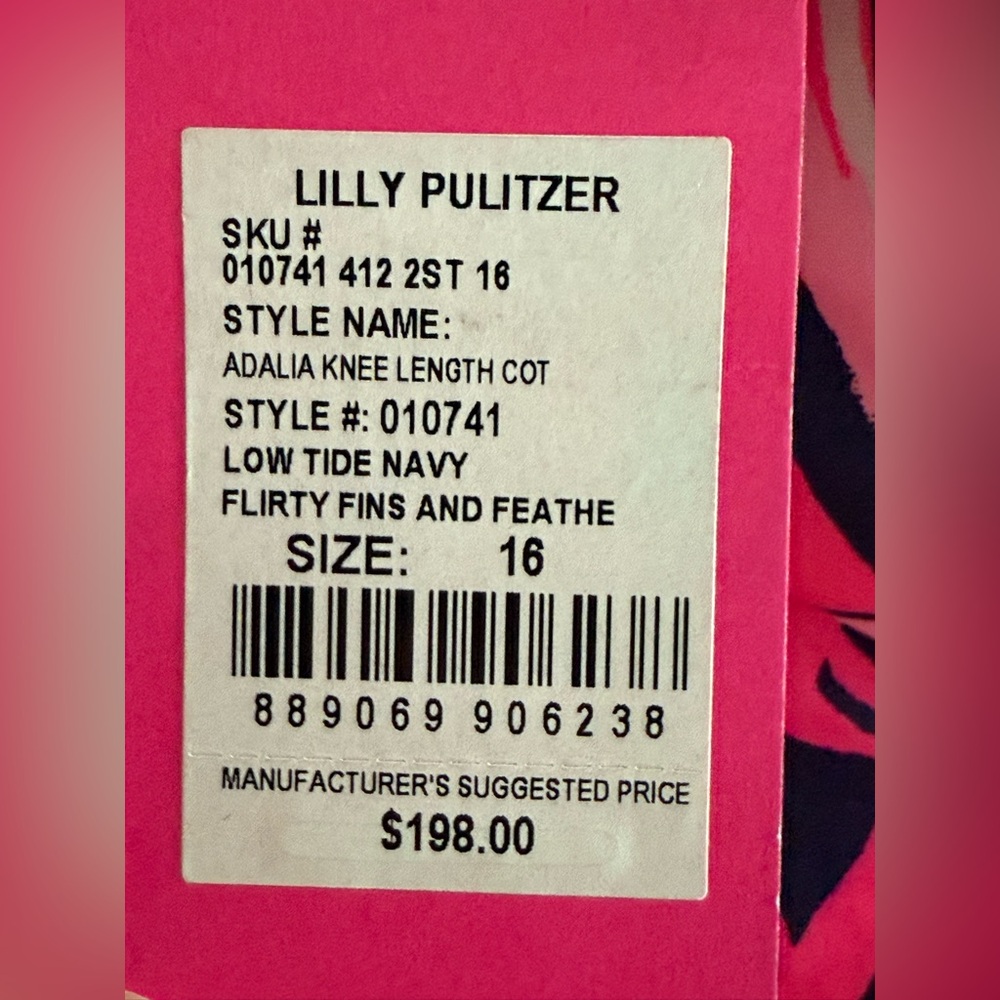 Lilly Pulitzer Adalia Knee Length Cotton Dress Size 16 NWT - Picture 2 of 4